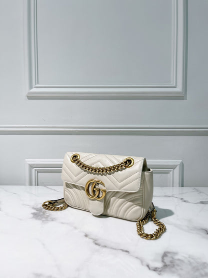 GUCCI SMALL MARMONT, White/Gold