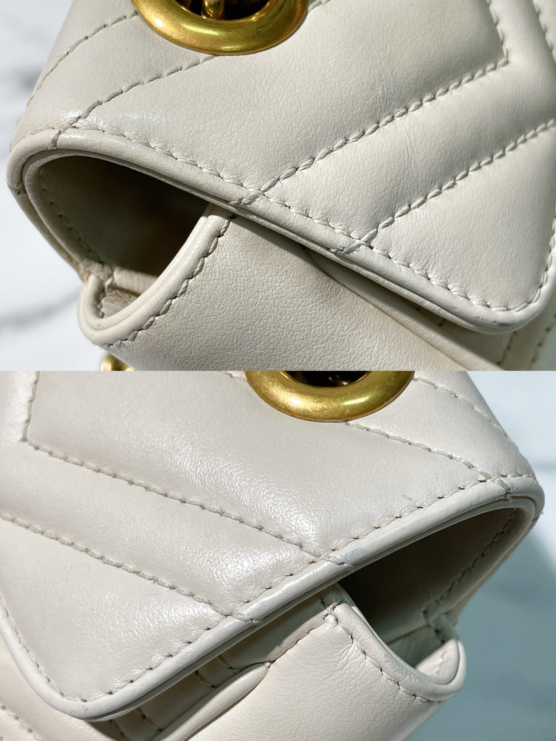 GUCCI SMALL MARMONT, White/Gold