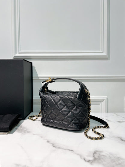 CHANEL SMALL HOBO BAG, Black/Gold