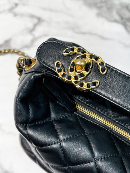 CHANEL SMALL HOBO BAG, Black/Gold