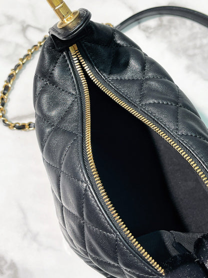 CHANEL SMALL HOBO BAG, Black/Gold