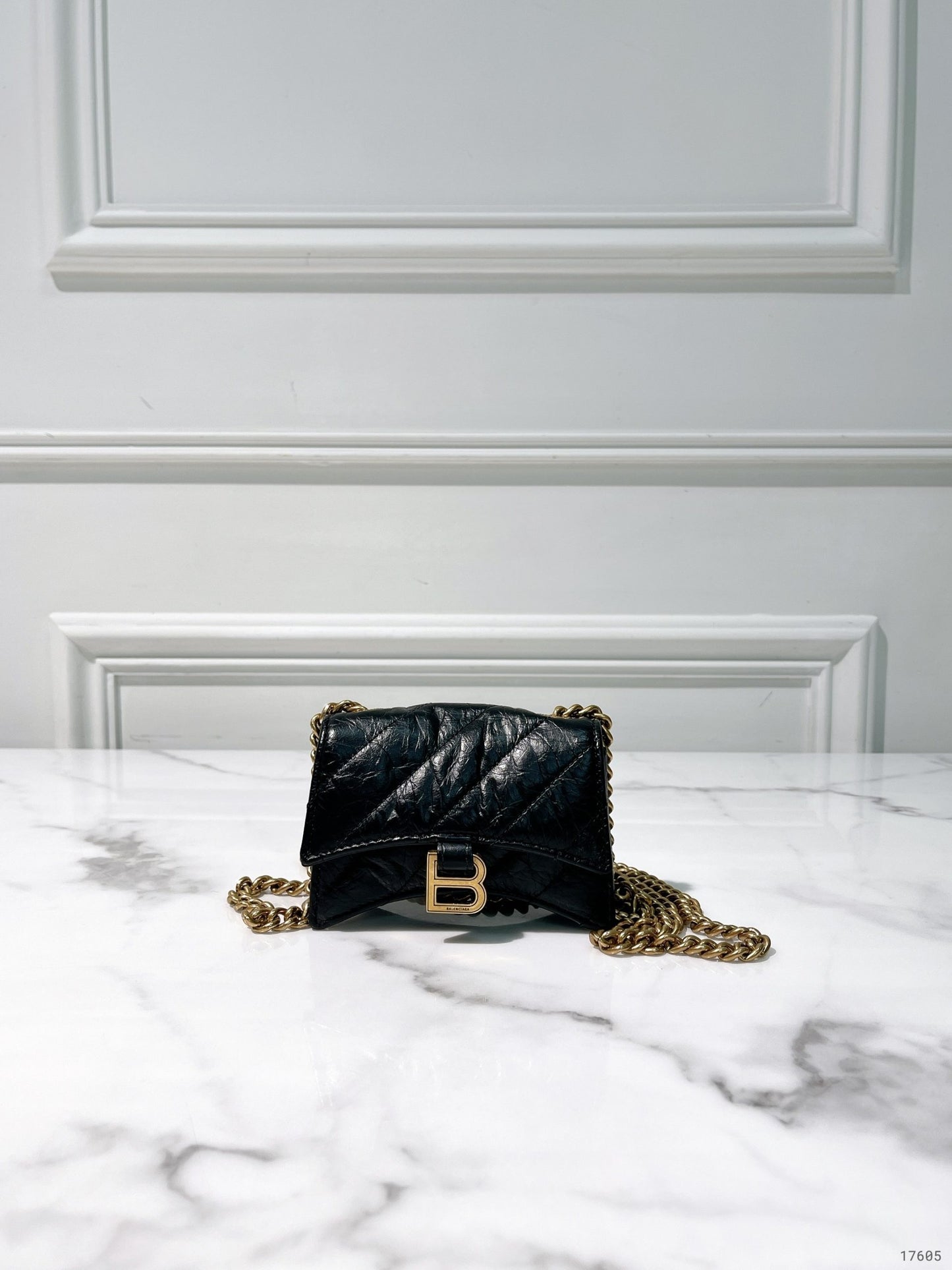 BALENCIAGA MINI CRUSH, Black/Gold