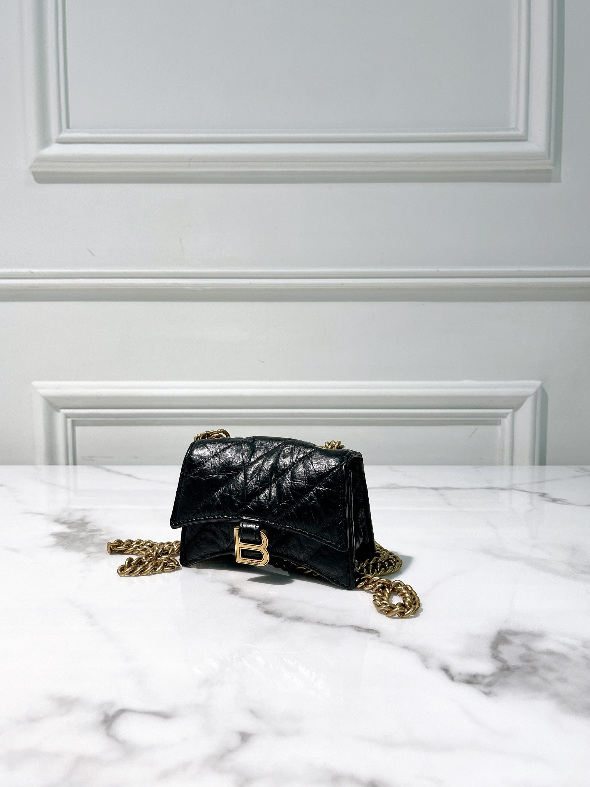 BALENCIAGA MINI CRUSH, Black/Gold