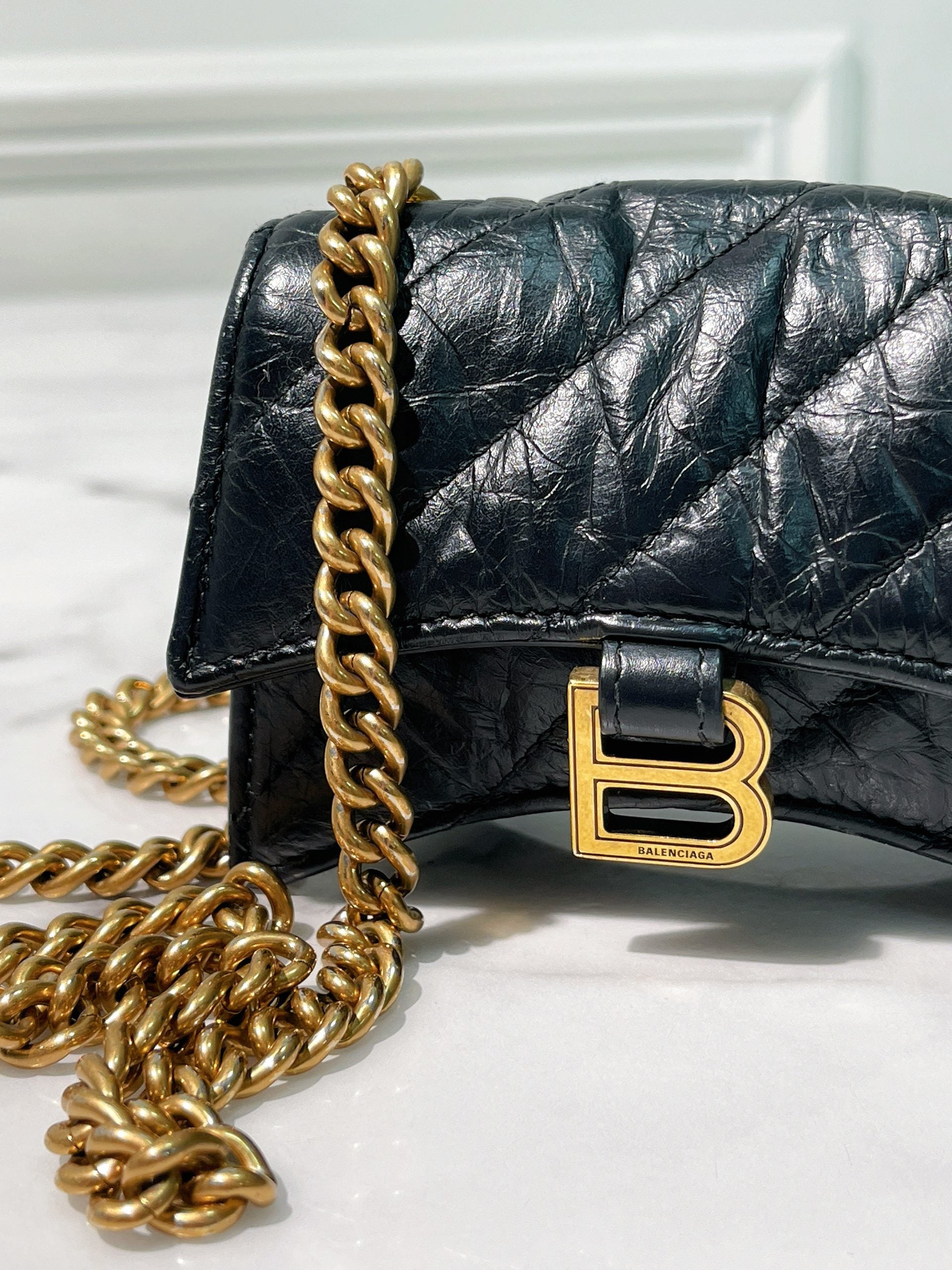 BALENCIAGA MINI CRUSH, Black/Gold