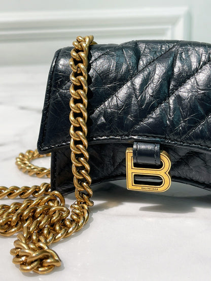 BALENCIAGA MINI CRUSH, Black/Gold