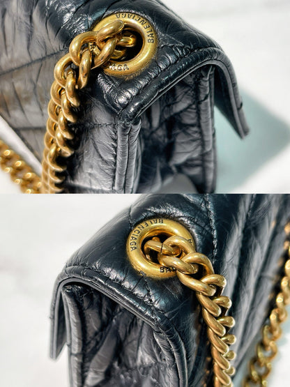 BALENCIAGA MINI CRUSH, Black/Gold