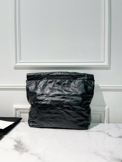 CHANEL SMALL 22 BAG, Black/Silver