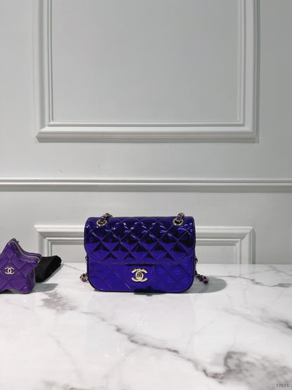 CHANEL 24C MINI FLAP, Purple/Gold