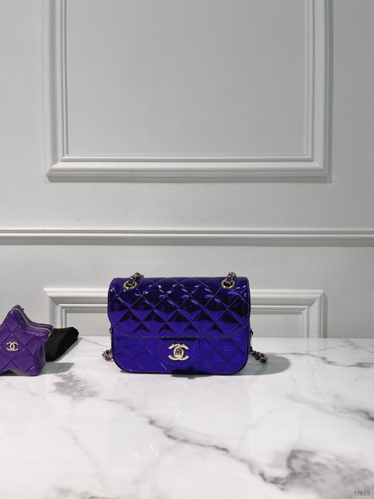 CHANEL 24C MINI FLAP, Purple/Gold