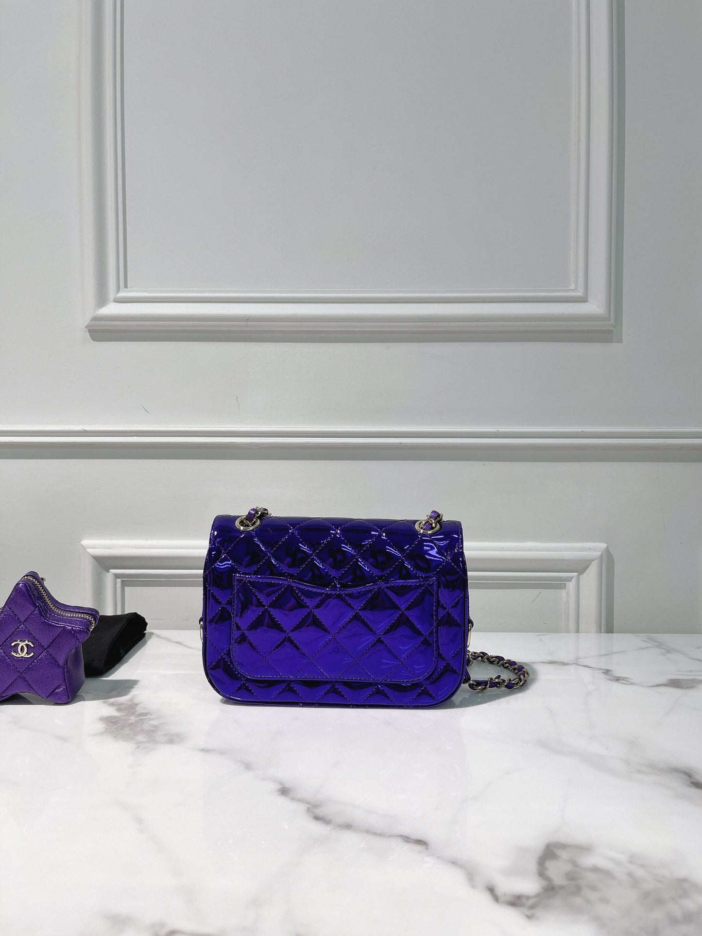 CHANEL 24C MINI FLAP, Purple/Gold