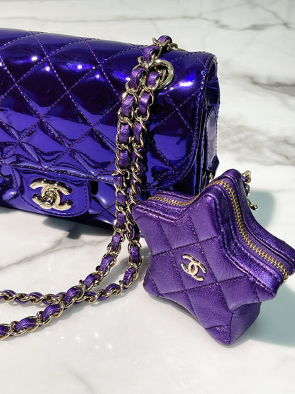 CHANEL 24C MINI FLAP, Purple/Gold