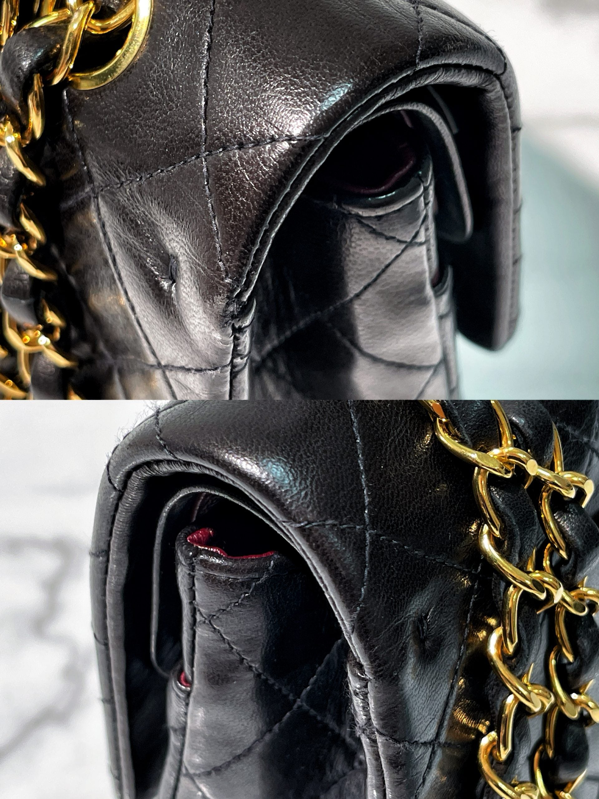 CHANEL VINTAGE MEDIUM CLASSIC FLAP, Black/Gold