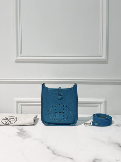 HERMES MINI EVELYNE, Bleu Zanzibar/Silver