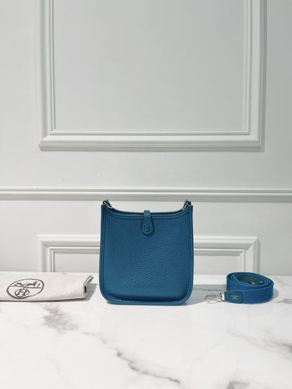 HERMES MINI EVELYNE, Bleu Zanzibar/Silver