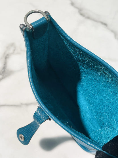 HERMES MINI EVELYNE, Bleu Zanzibar/Silver