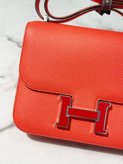 HERMES CONSTANCE MINI, Rose Texas/Rouge de Coeur