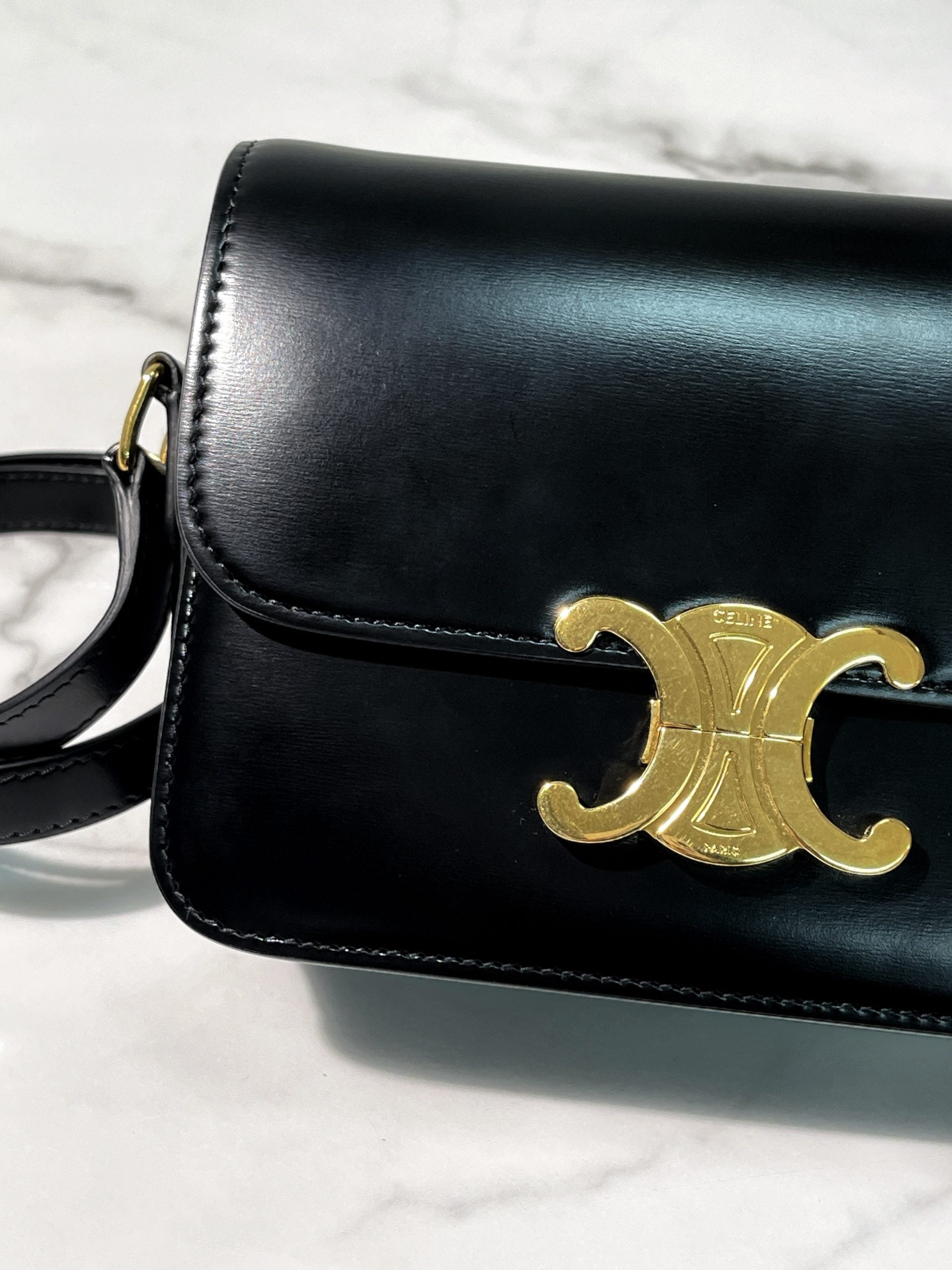 CELINE TEEN BOX, Black/Gold