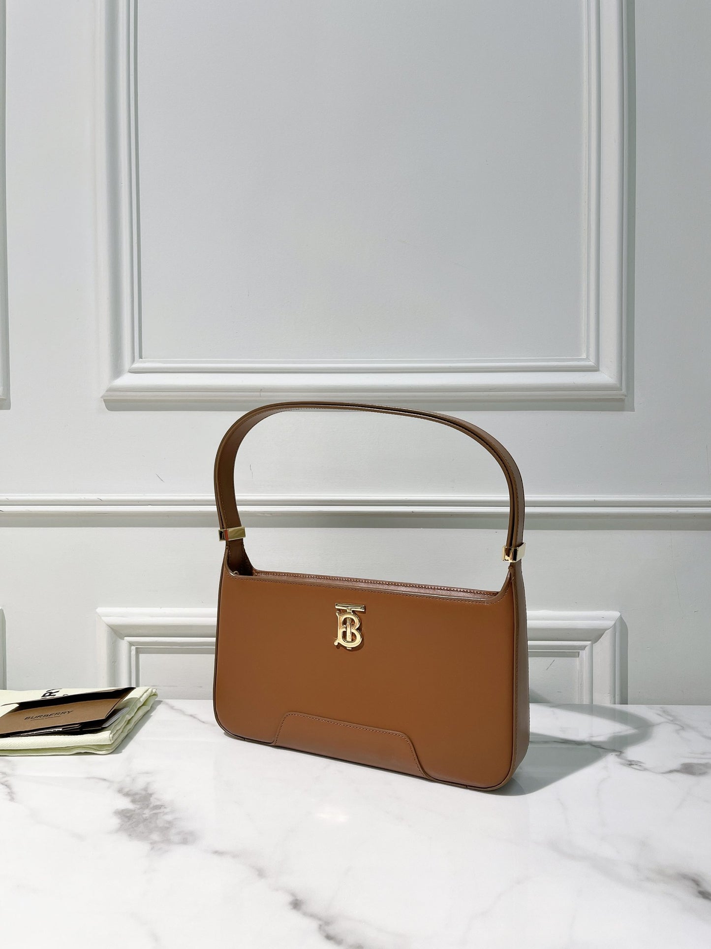 BURBERRY TB SHOULDER BAG, Tan/Gold
