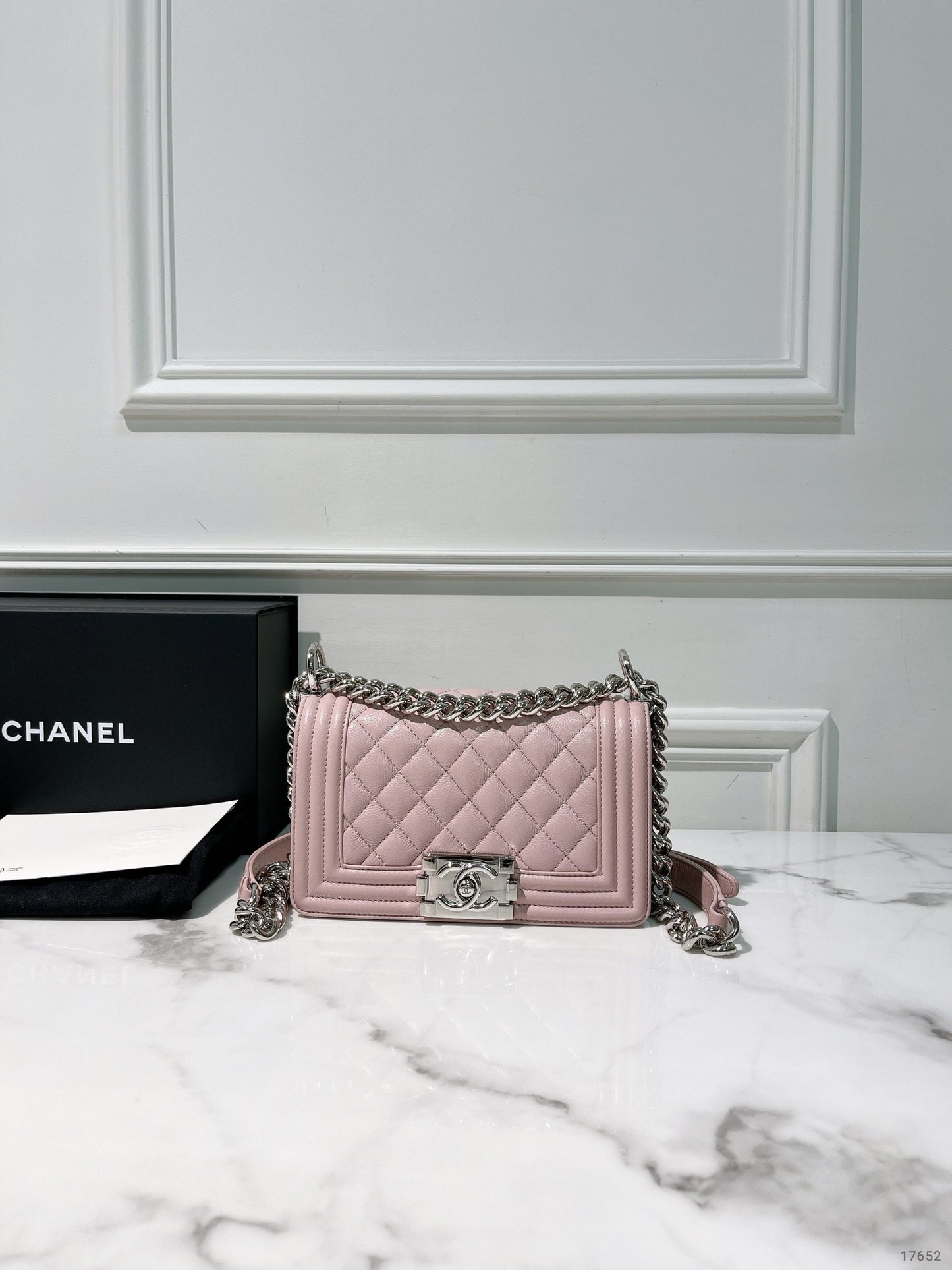 CHANEL SMALL BOY, Pink/Silver