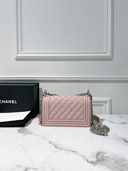 CHANEL SMALL BOY, Pink/Silver