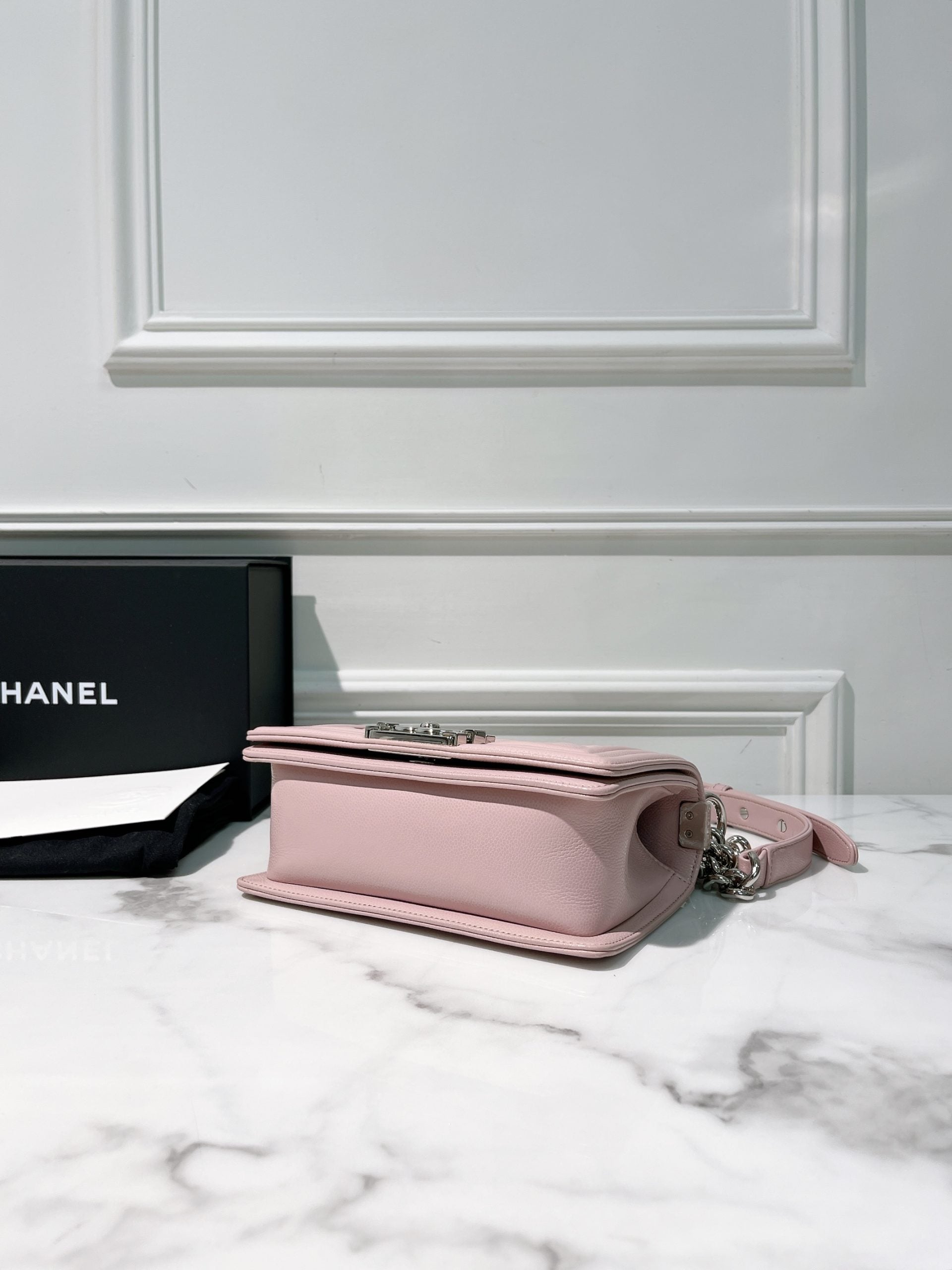 CHANEL SMALL BOY, Pink/Silver