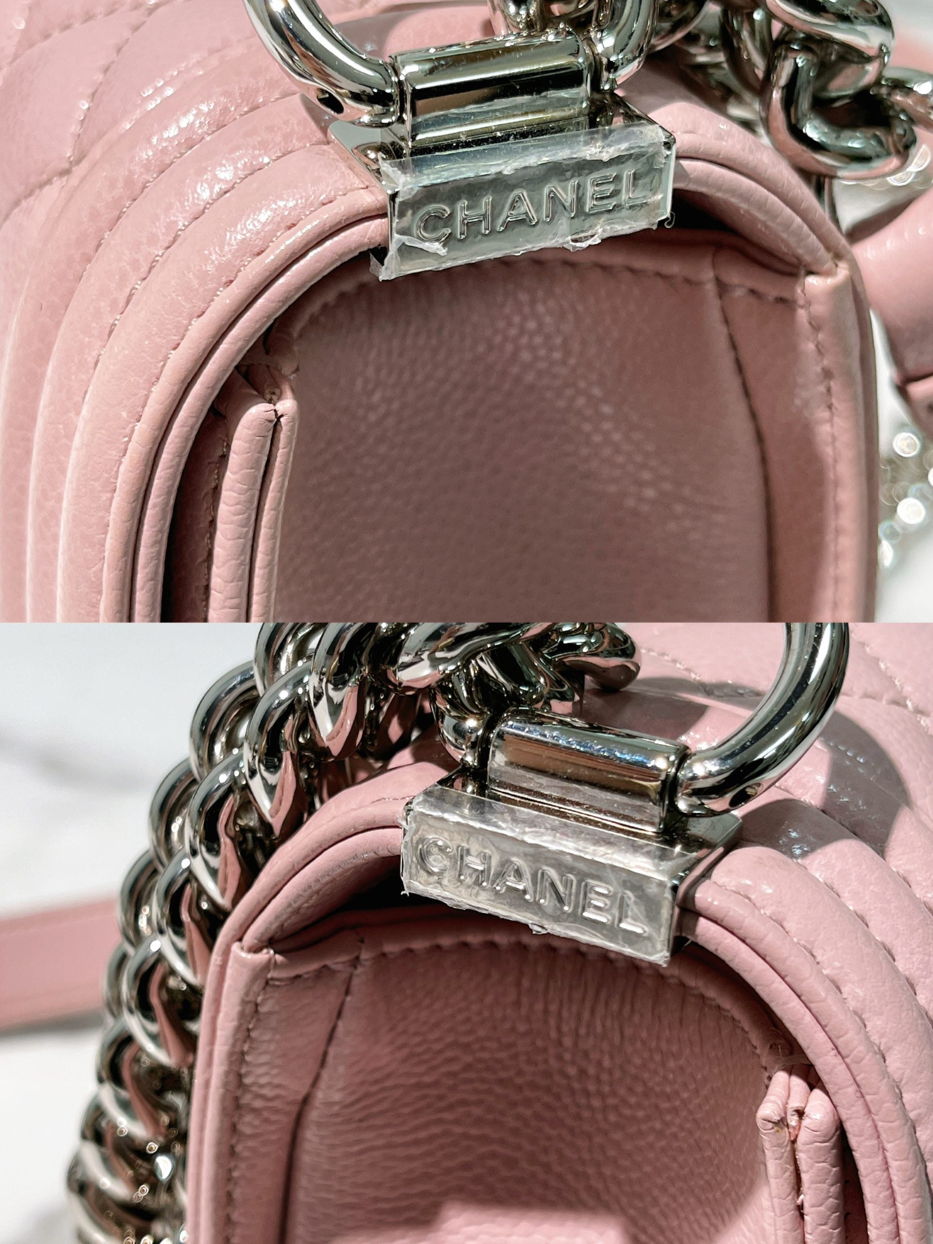 CHANEL SMALL BOY, Pink/Silver