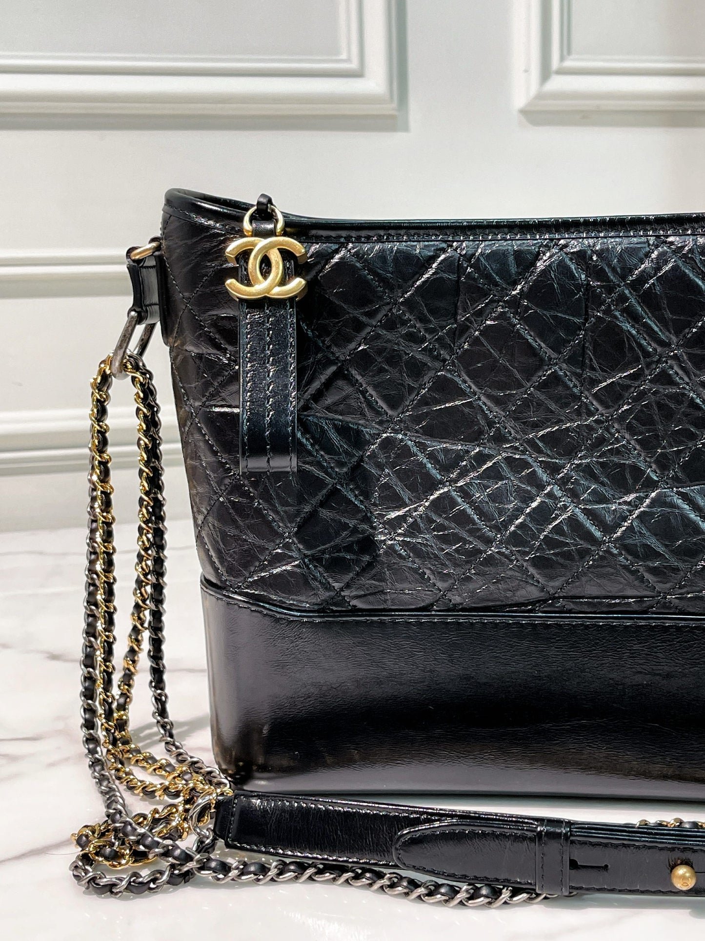 CHANEL MEDIUM GABRIELLE HOBO, Black/Gold