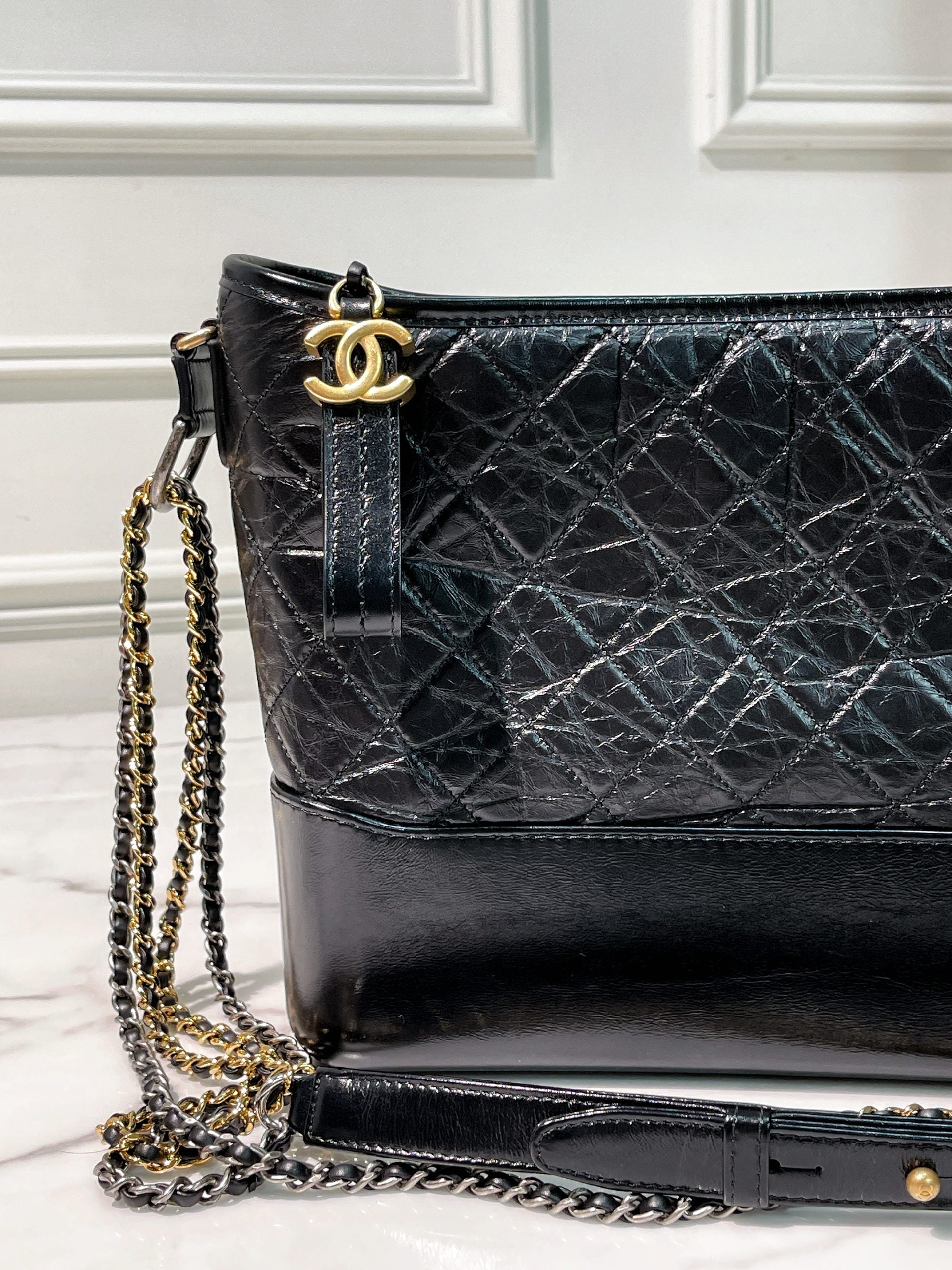 CHANEL MEDIUM GABRIELLE HOBO, Black/Gold