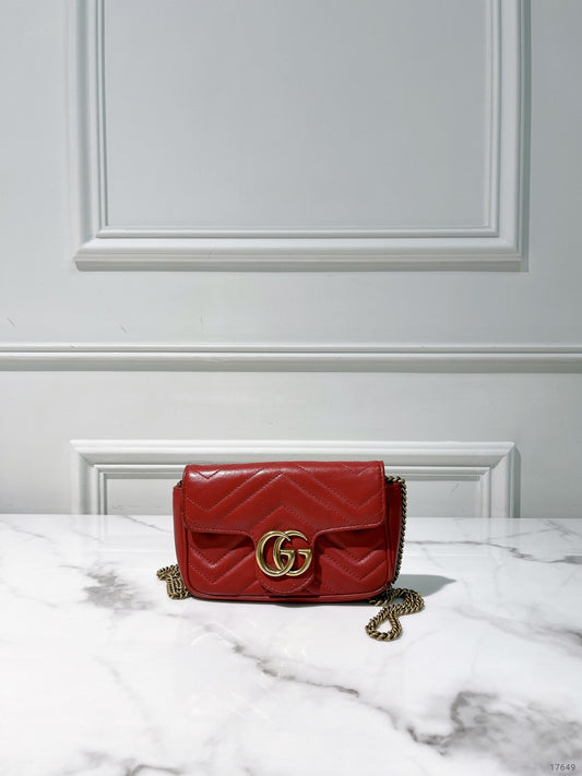 GUCCI MINI MARMONT, Red/Gold