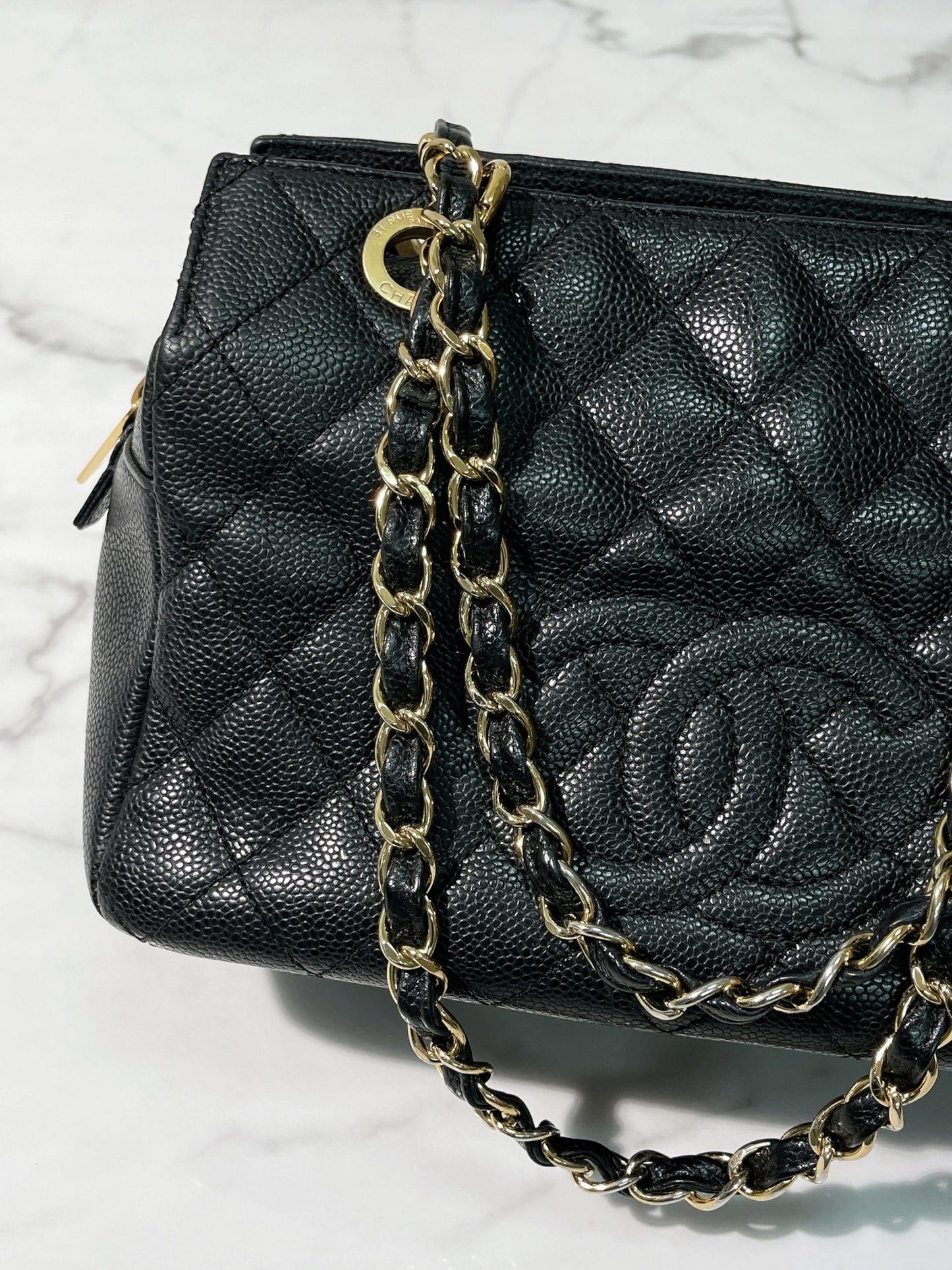 CHANEL PETITE TIMELESS TOTE, Blakc/Gold