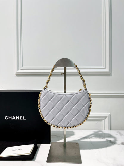 CHANEL 23B HOBO, Grey/Gold