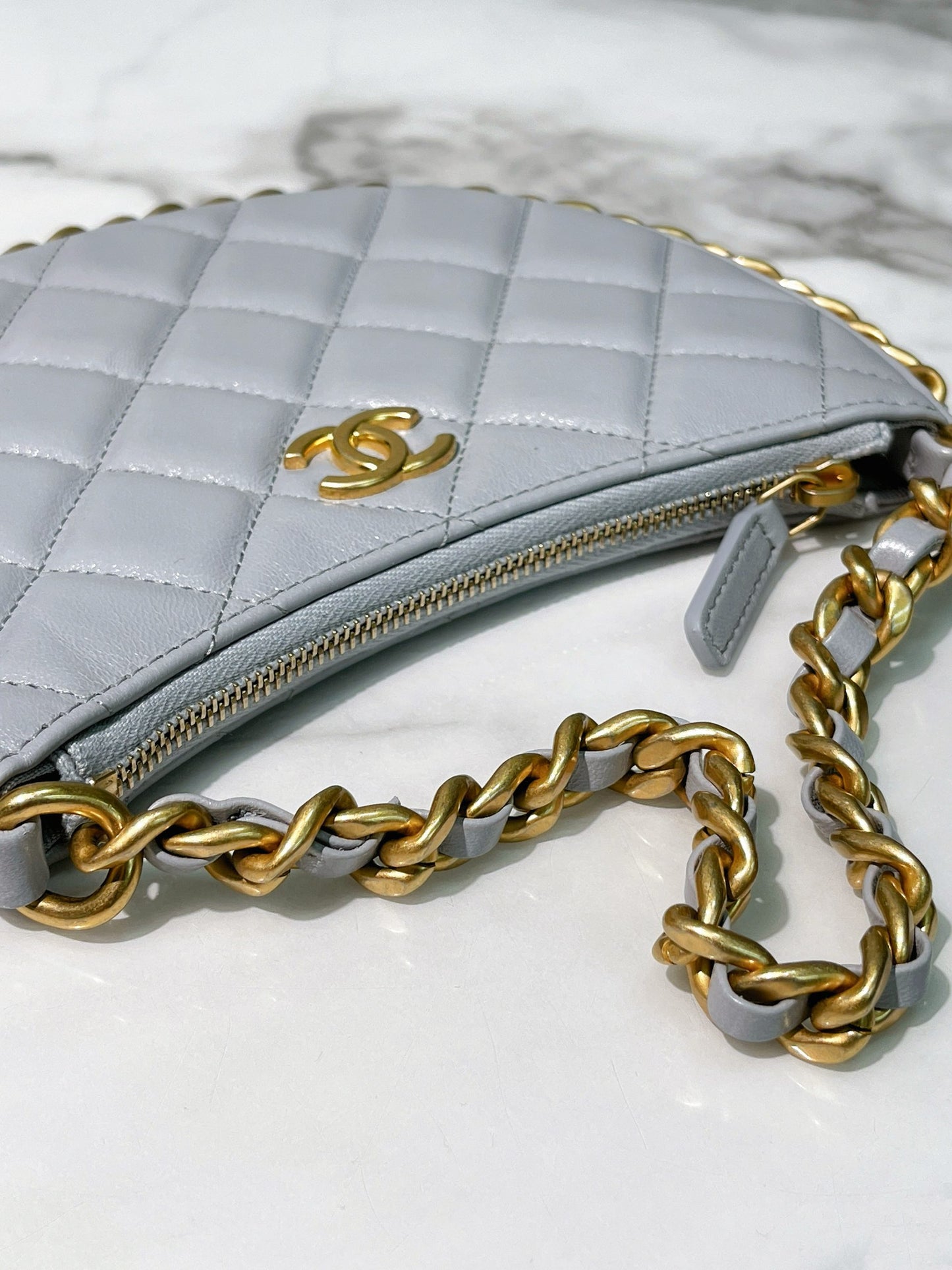 CHANEL 23B HOBO, Grey/Gold