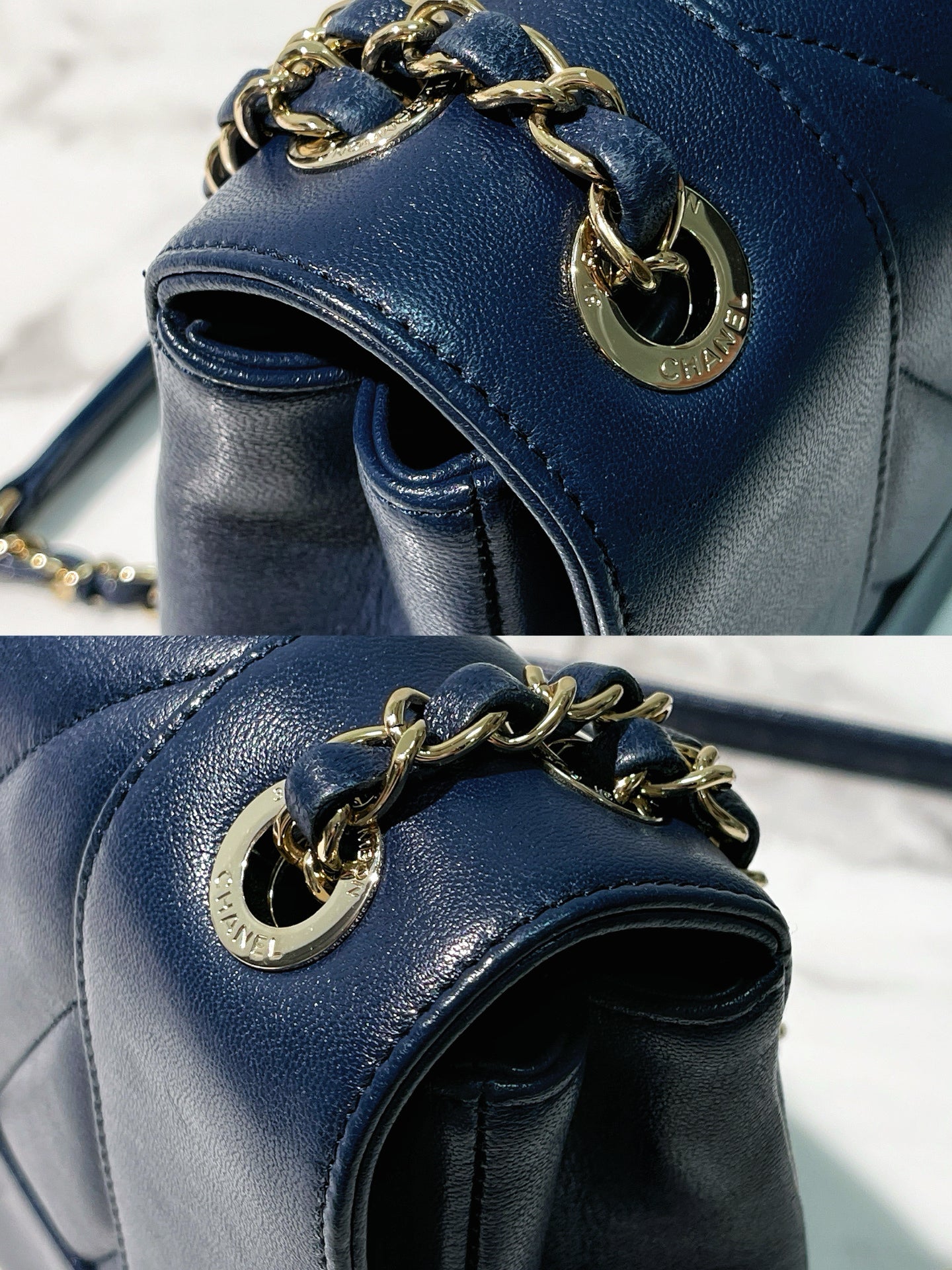 CHANEL MADEMOISELLE FLAP, Navy/Silver