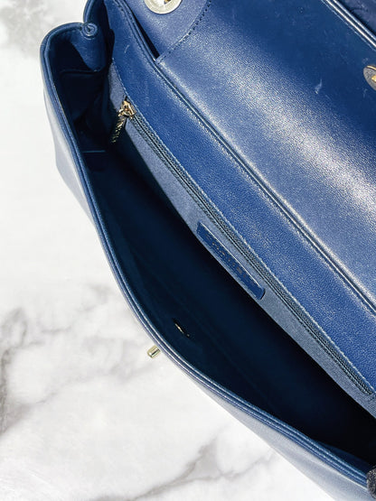 CHANEL MADEMOISELLE FLAP, Navy/Silver