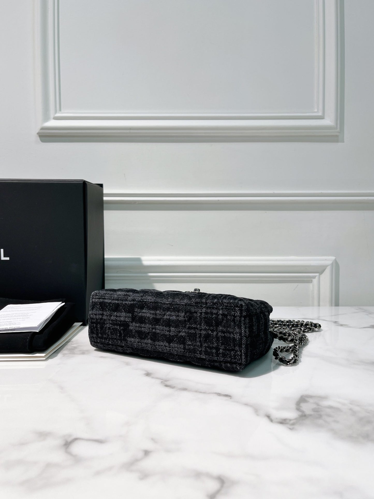 CHANEL MINI KELLY SHOPPING TOTE, Denim/Silver