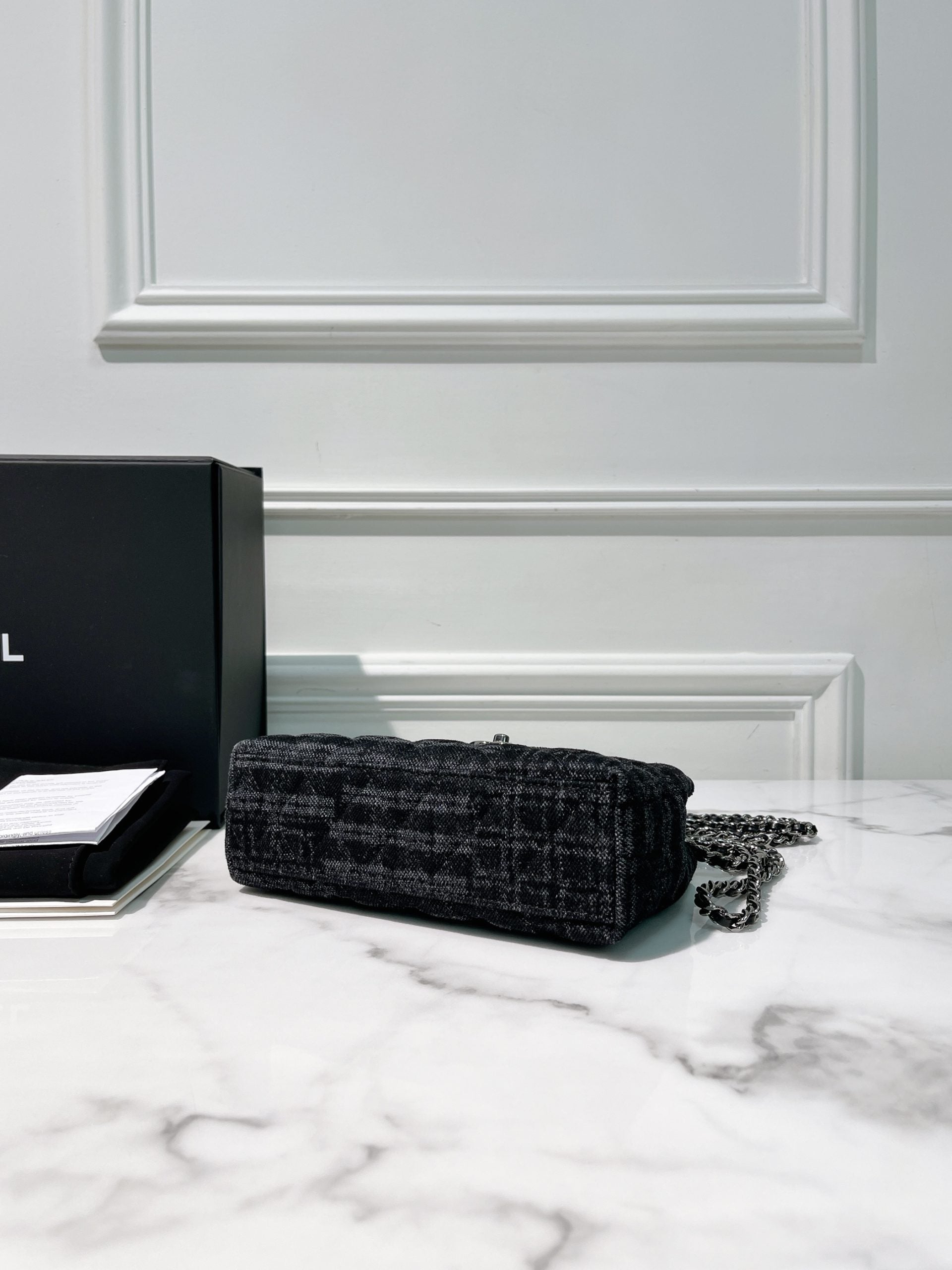 CHANEL MINI KELLY SHOPPING TOTE, Denim/Silver