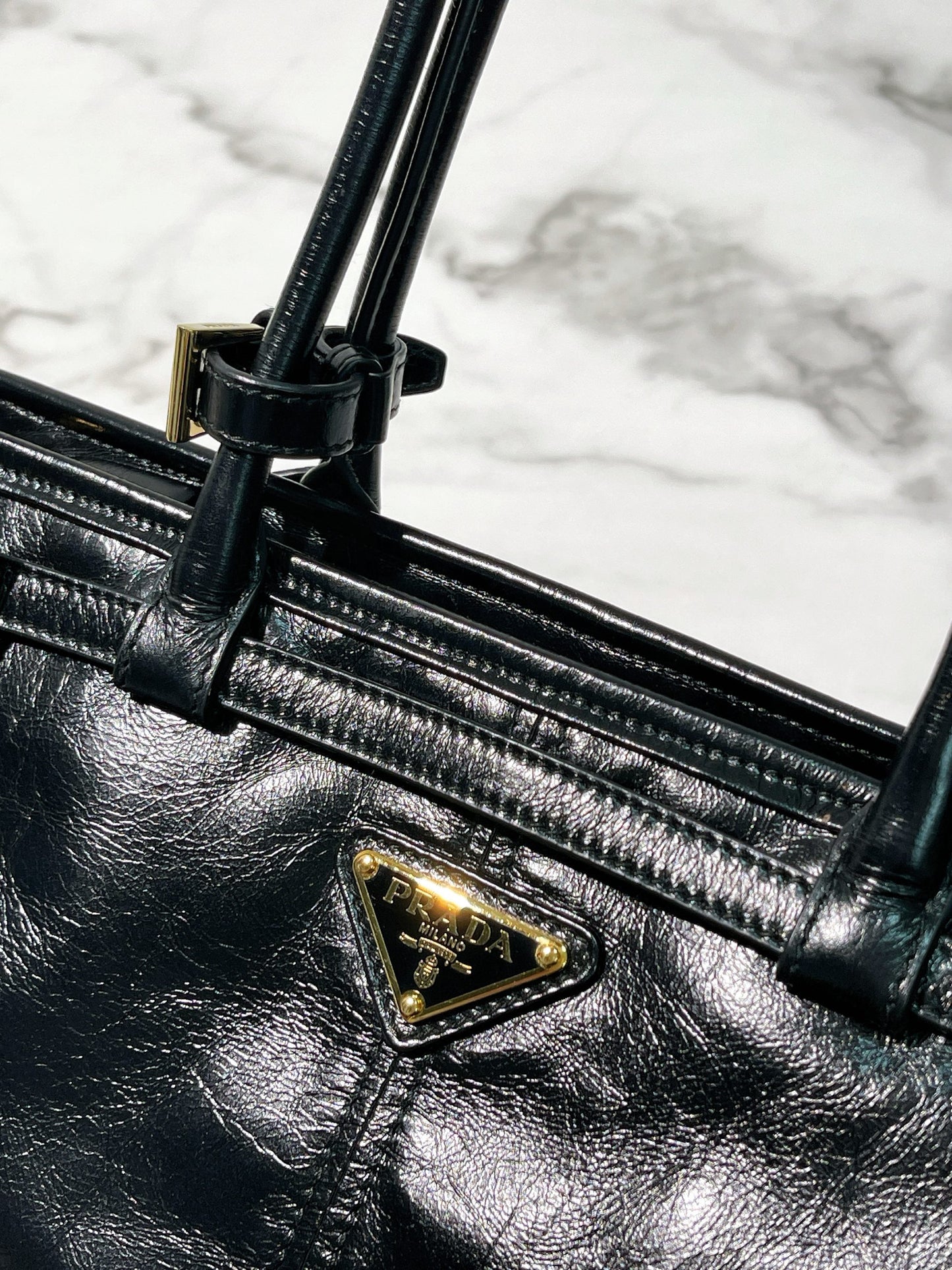 PRADA BONNIE MEDIUM, Black/Gold