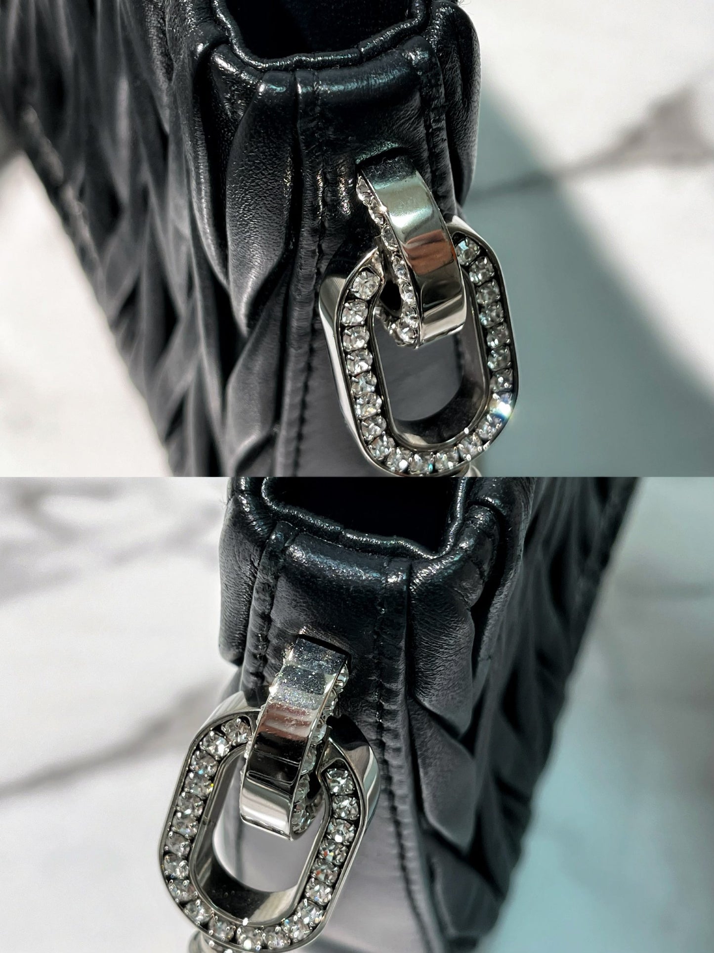 MIUMIU SASSY SHOULDER BAG, Black/Silver