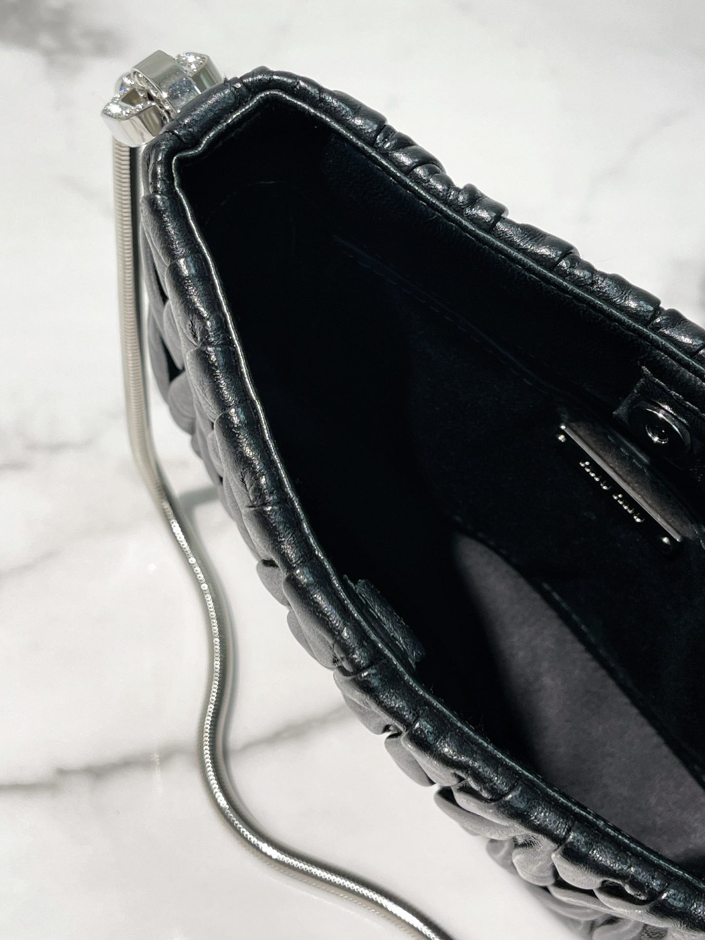 MIUMIU SASSY SHOULDER BAG, Black/Silver