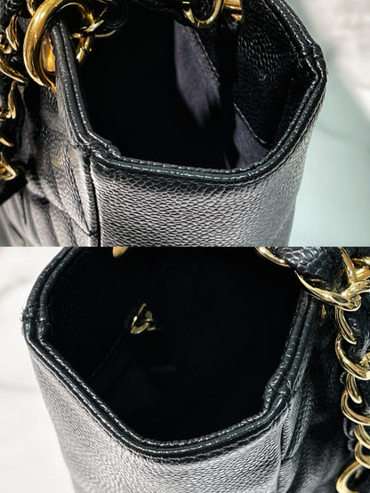 CHANEL PETITE SHOPPING TOTE, Black/Gold