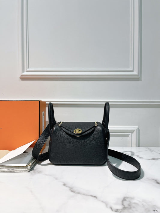 HERMES MINI LINDY, Noir/Gold
