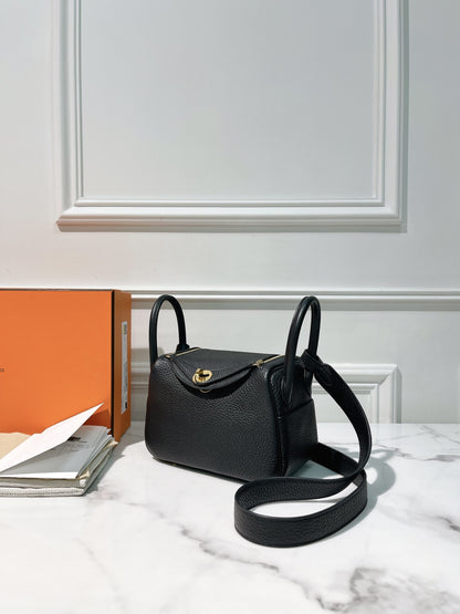 HERMES MINI LINDY, Noir/Gold