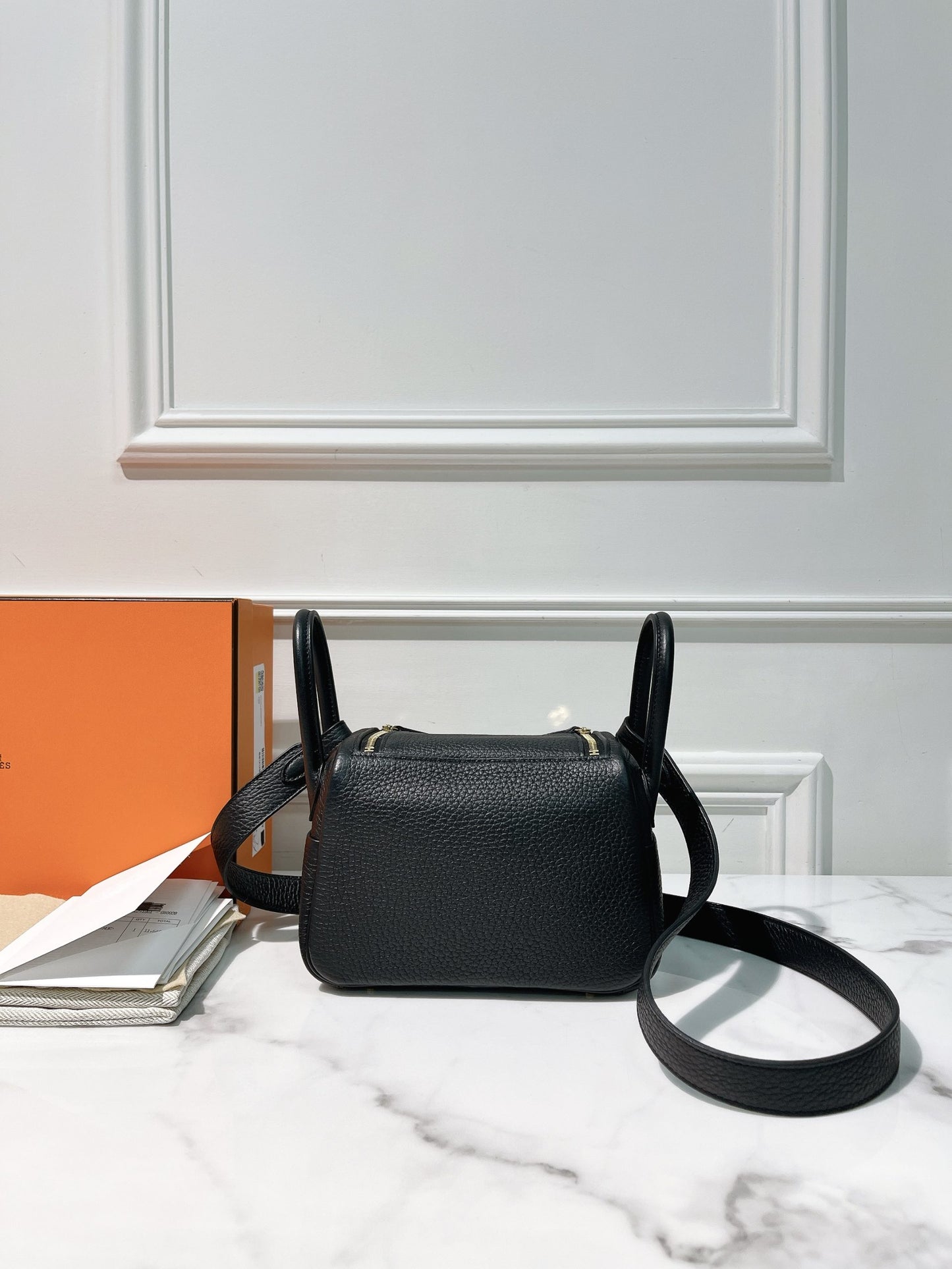 HERMES MINI LINDY, Noir/Gold