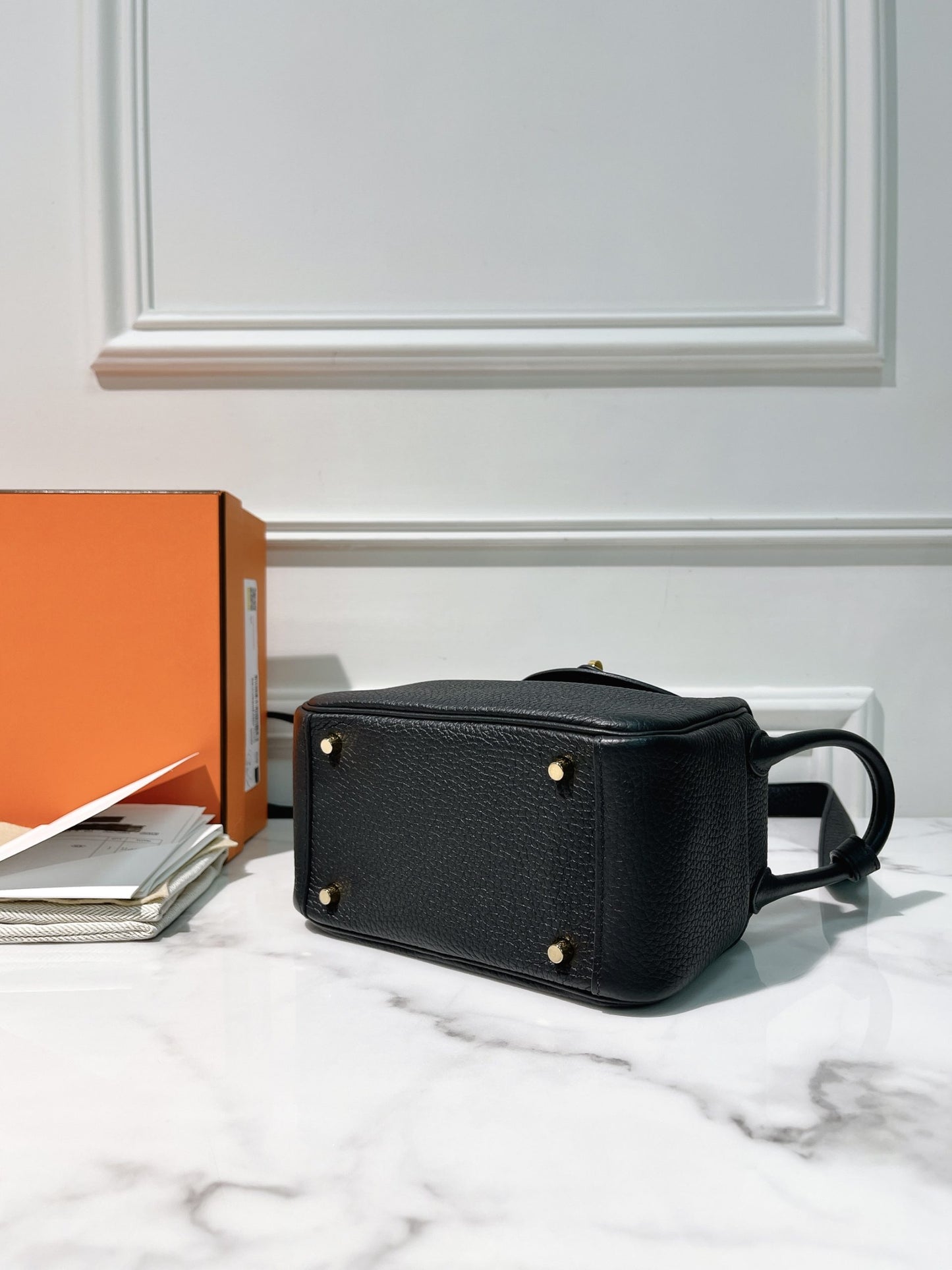 HERMES MINI LINDY, Noir/Gold