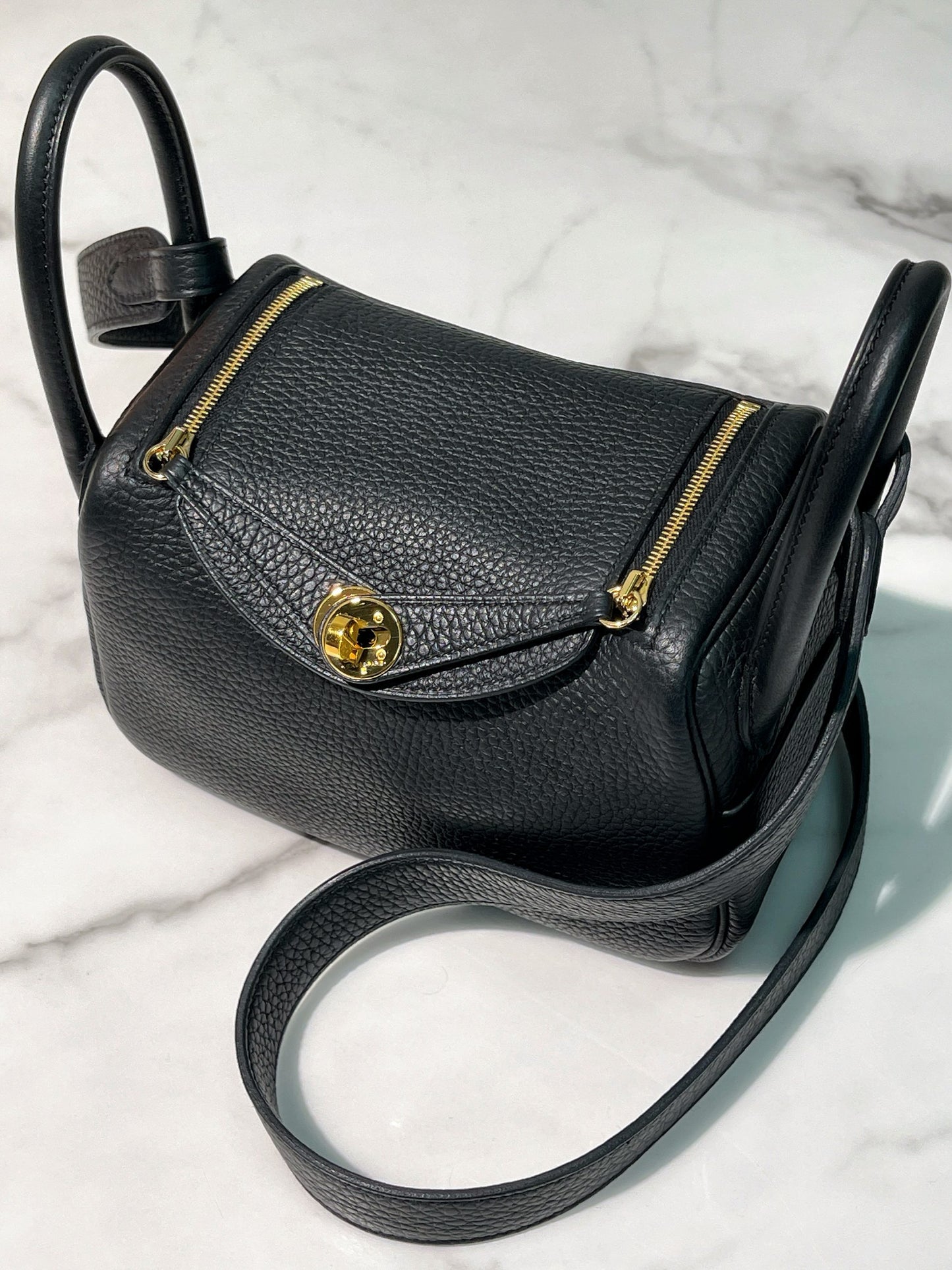 HERMES MINI LINDY, Noir/Gold