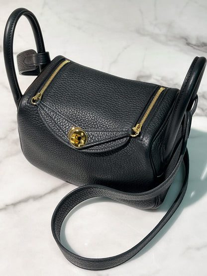 HERMES MINI LINDY, Noir/Gold