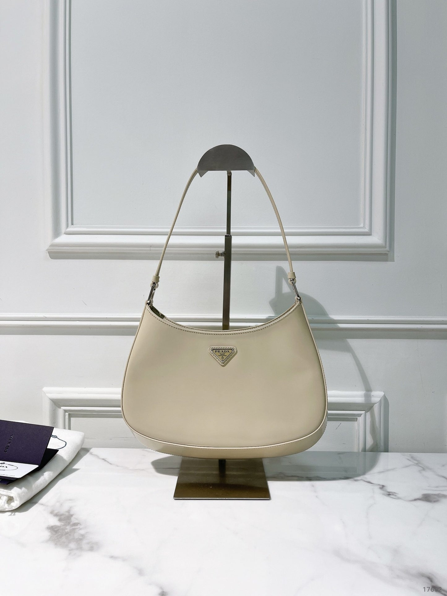 PRADA CLEO SHOULDER BAG, White/Silver