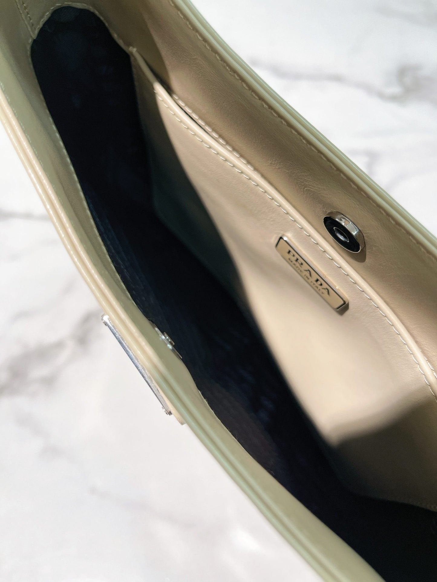 PRADA CLEO SHOULDER BAG, White/Silver