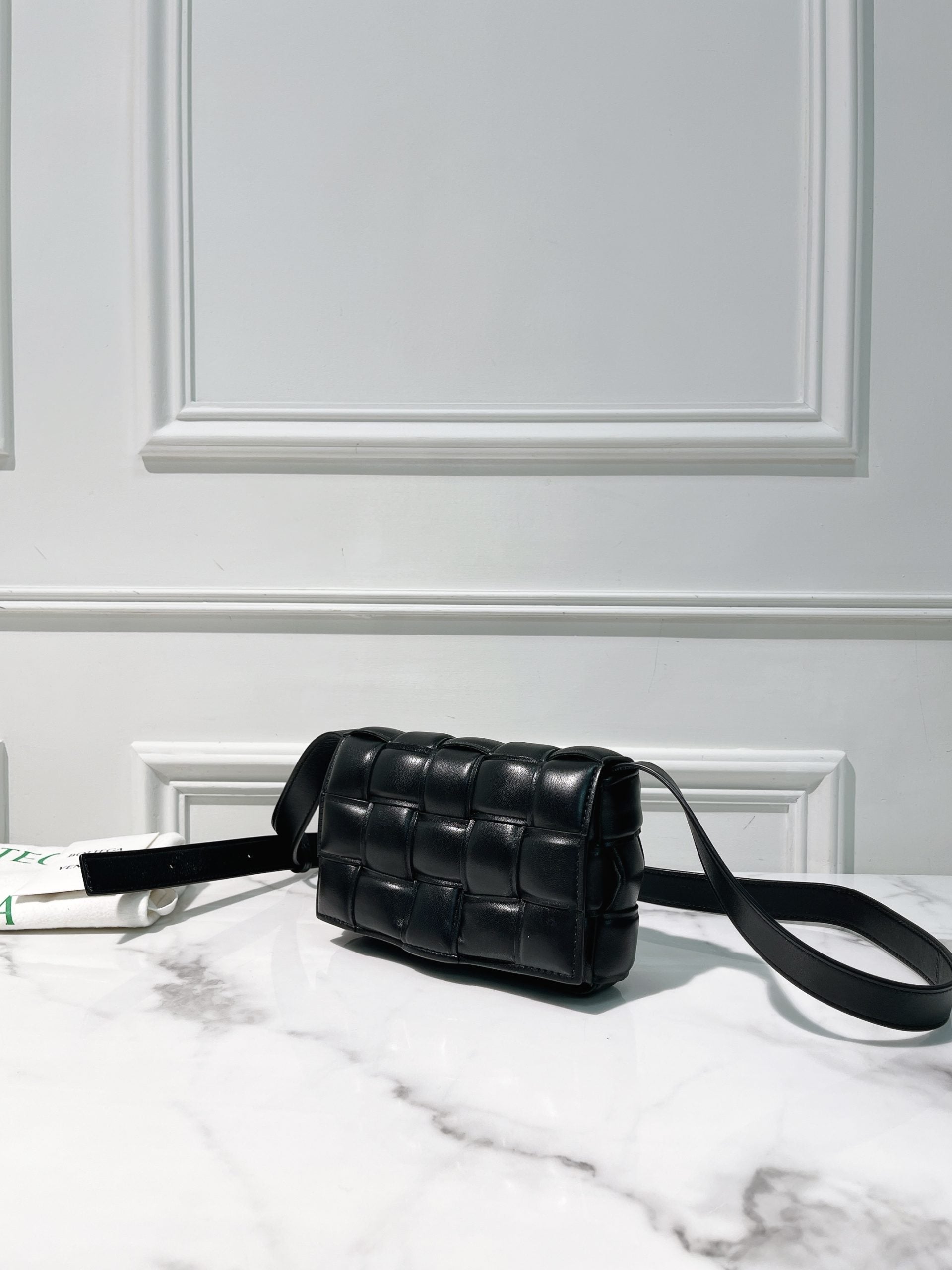 BOTTEGA VENETA PADDED CASSETTE, Black/Gold