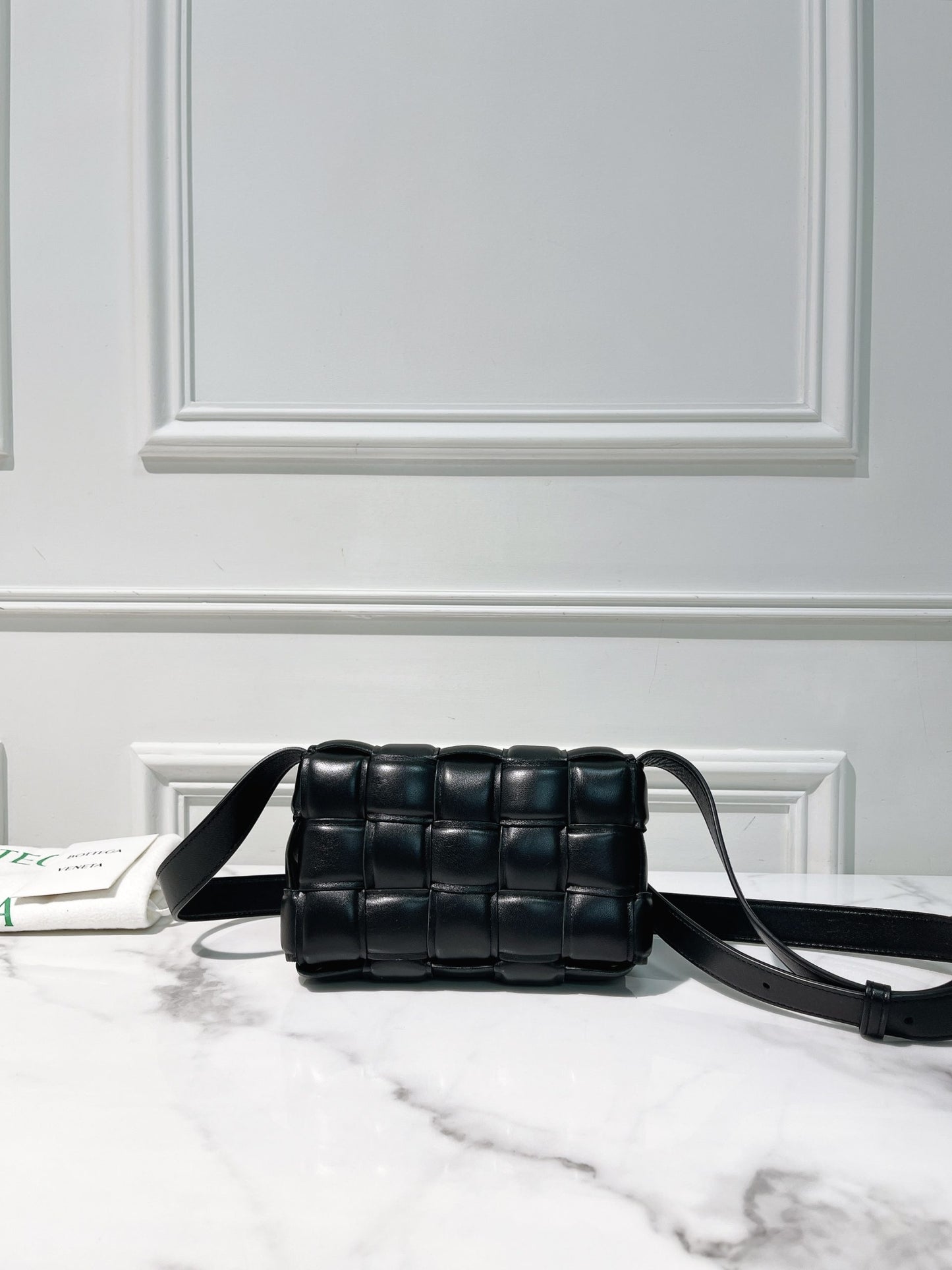 BOTTEGA VENETA PADDED CASSETTE, Black/Gold